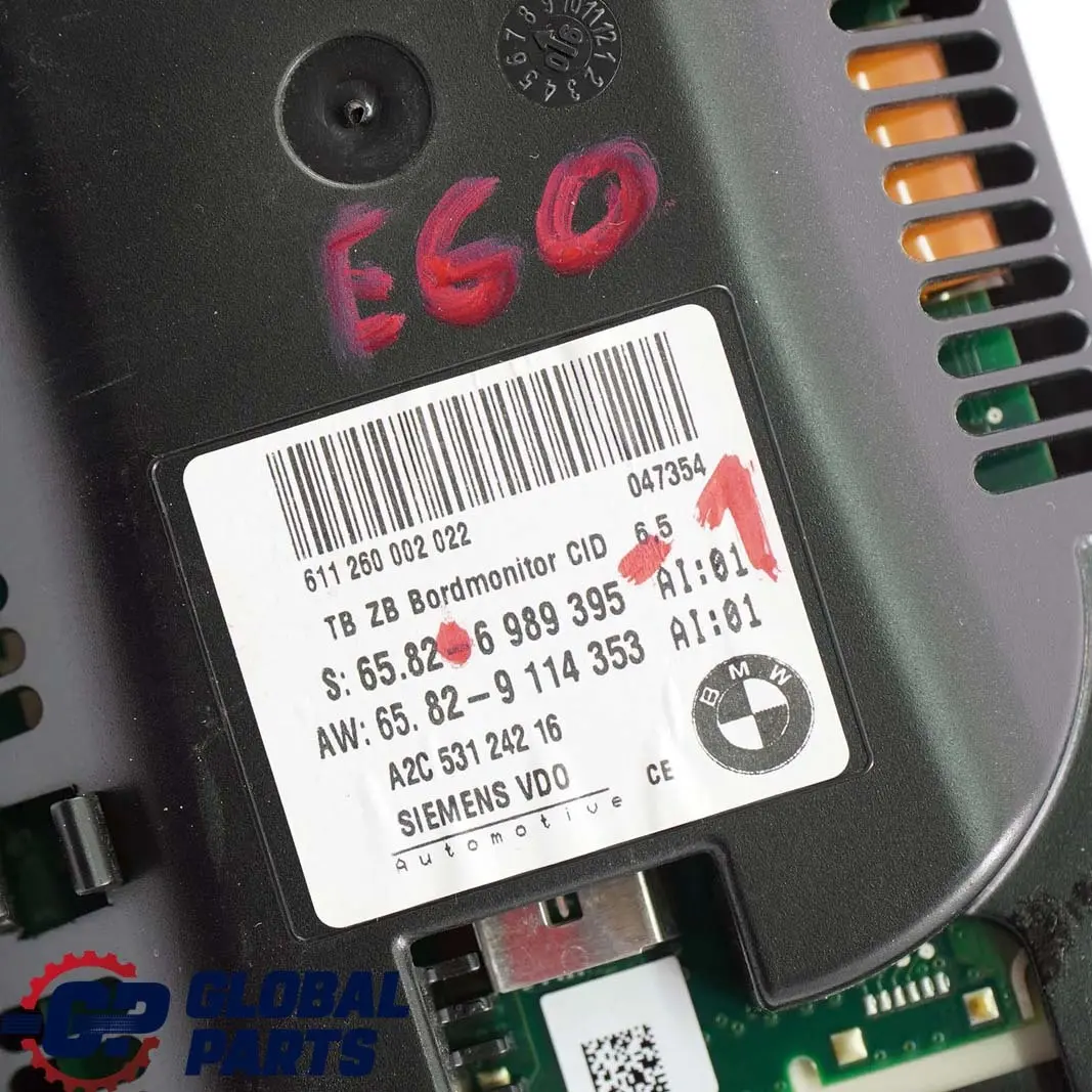 BMW 5 6 1 E60 E63 E64 LCI Bordmonitor 6,5 " 6582 - SKU 6989395-1 - Numéro de pièce 6989395