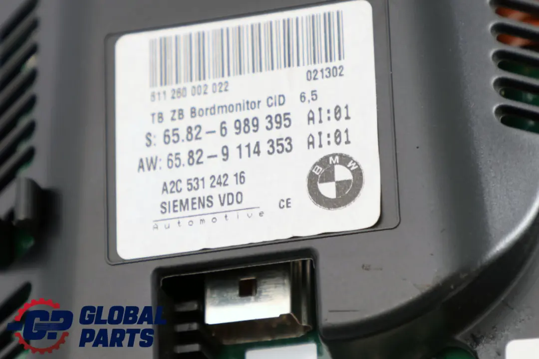 Ecran de Affichage Embarque 6,5" pour BMW E60 E63 E64 à propos du numéro de pièce 6989395 BMW E60 E63 E64 Ecran de Affichage Embarque 6,5" - SKU 6989395 - Numéro de pièce 6989395