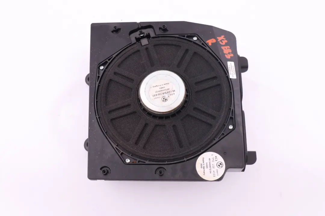 Stereo Audio System Right Central Bass Speaker O/S to BMW X3 Series E83 with Part number 6990102 BMW X3 Series E83 Stereo Audio System Right Central Bass Speaker O/S - SKU 6990102 - Part number 6990102