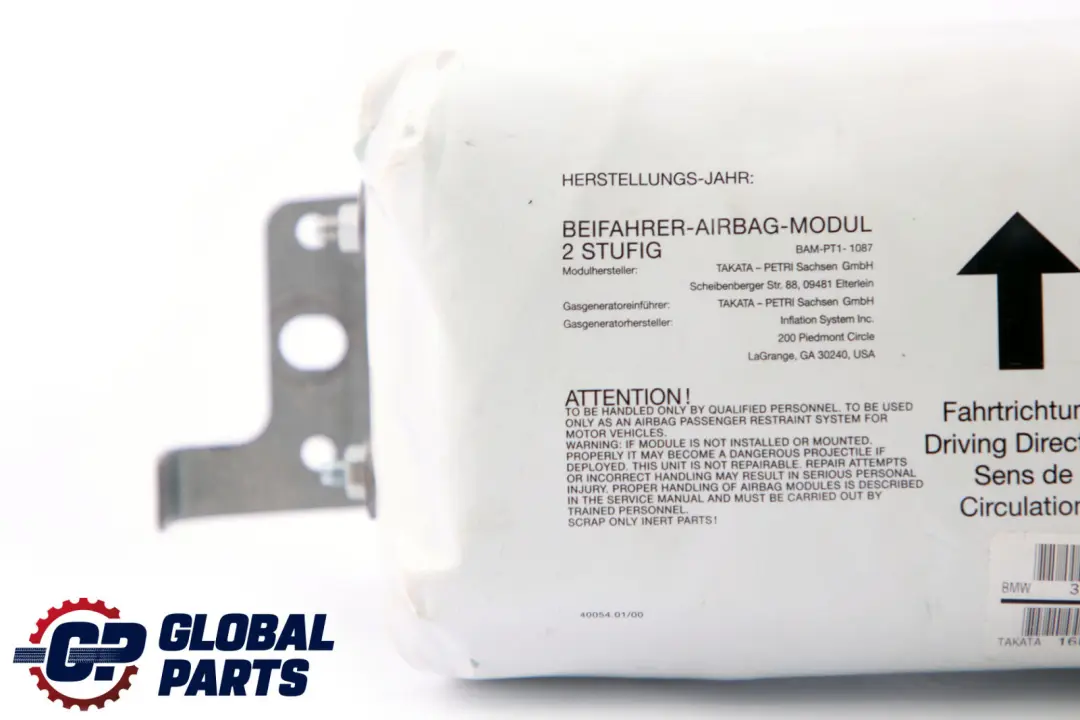 BMW E46 Módulo de Aire Delantero Para el Lado del Pasajero 9394543 - SKU 6998950 - Número de pieza 6998950