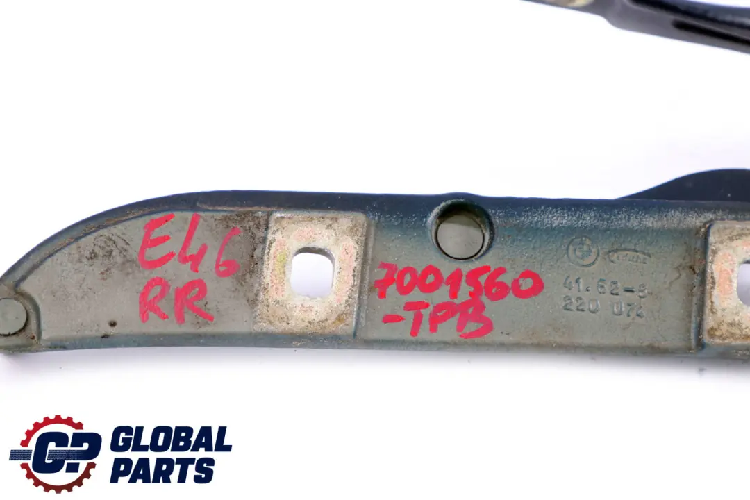 Right O/S Trunk Lid Hinge Topasblau Blue Metallic 8220074 to BMW 3 Series E46 Rear with Part number 7001560 BMW 3 Series E46 Rear Right O/S Trunk Lid Hinge Topasblau Blue Metallic 8220074 - SKU 7001560-TPB - Part number 7001560