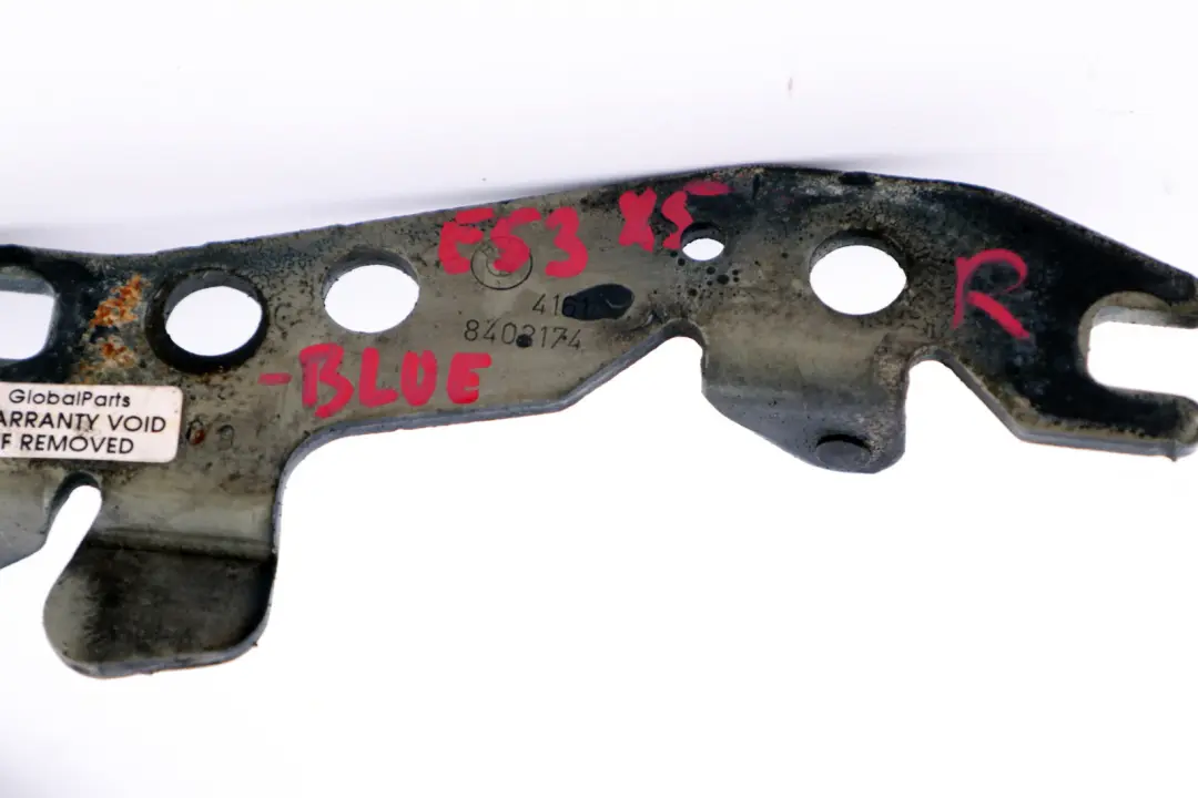 Right Engine Hood Hinge Bonnet O/S Blue to BMW X5 Series E53 with Part number 7006124 BMW X5 Series E53 Right Engine Hood Hinge Bonnet O/S Blue - SKU 7006124-BLUE - Part number 7006124