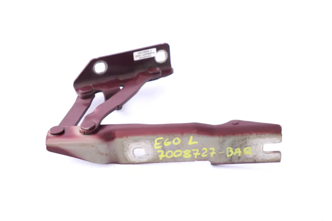 BMW E60 E61 LCI Charnière de capot moteur gauche Barbera Red A39 - SKU 7008727-BAR - Numéro de pièce 7008727