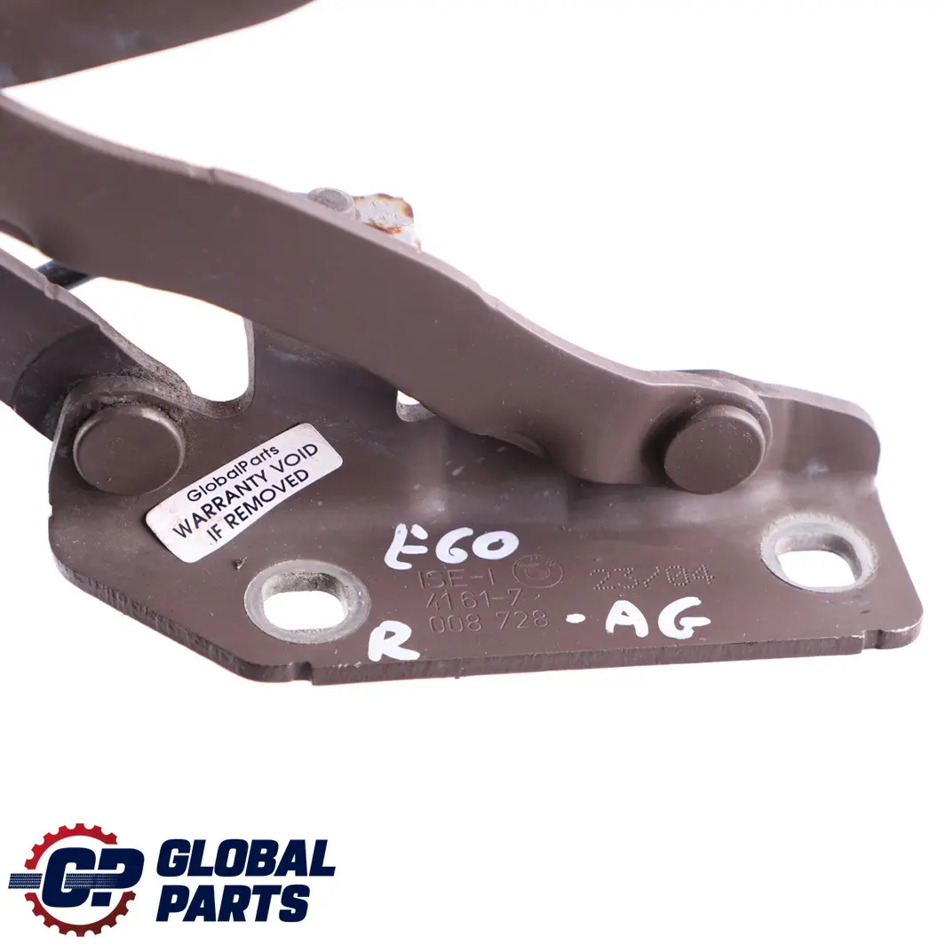 BMW E60 E61 Motor Capó Bisagra Derecha Gris Amatista - A09 - SKU 7008728-AG - Número de pieza 7008728