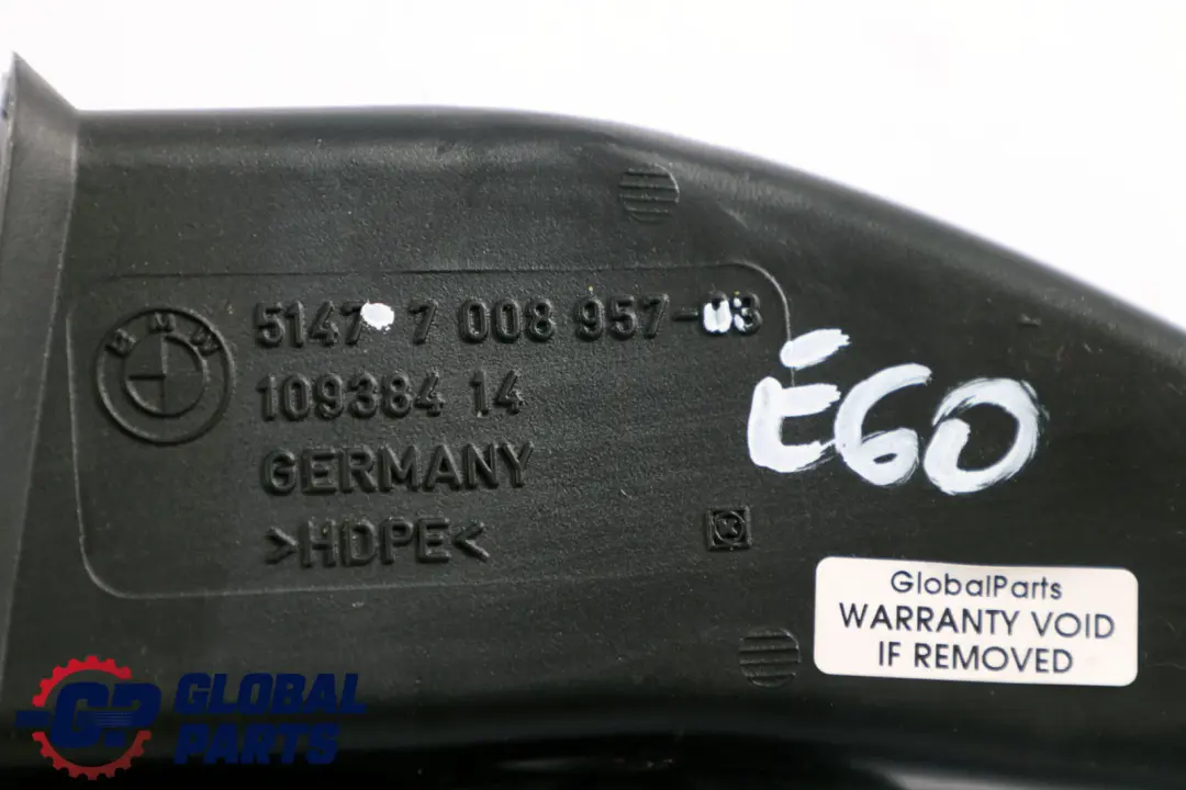 BMW E60 M5 E61 E63 E64 M6 Heater Duct Channel Rear Left N/S - SKU 7008957 - Part number 7008957