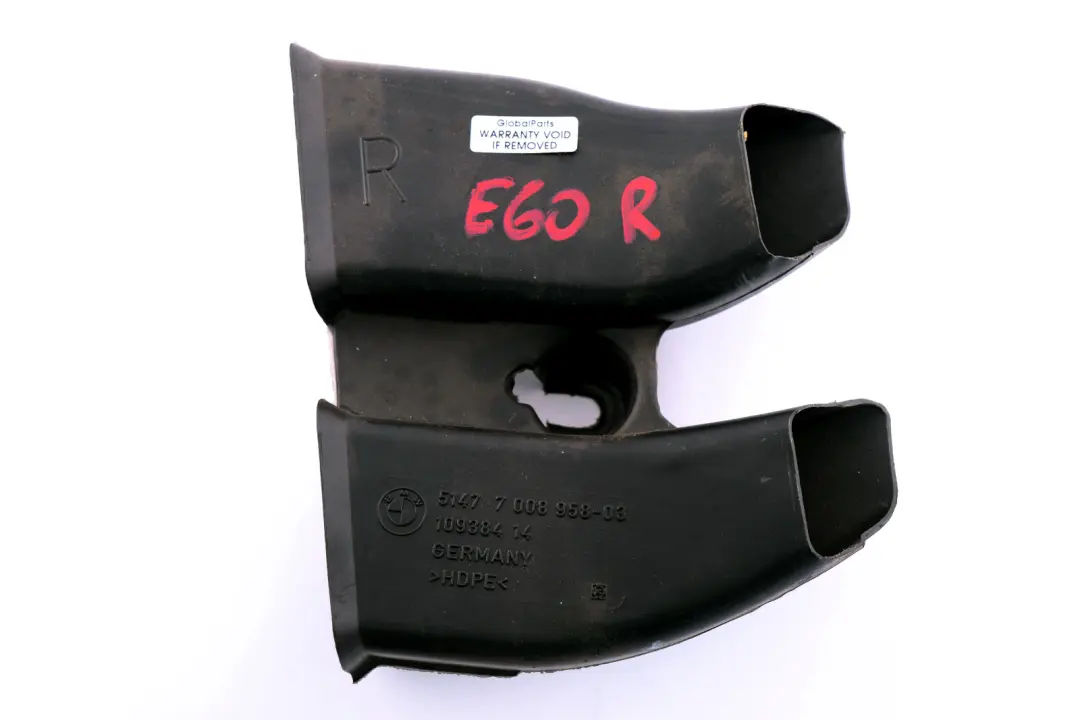 E63N E64 Heater Duct Rear Right to BMW E60 M5 E60N E61 E61N E63 with Part number 700895 BMW E60 M5 E60N E61 E61N E63 E63N E64 Heater Duct Rear Right - SKU 7008958 - Part number 700895