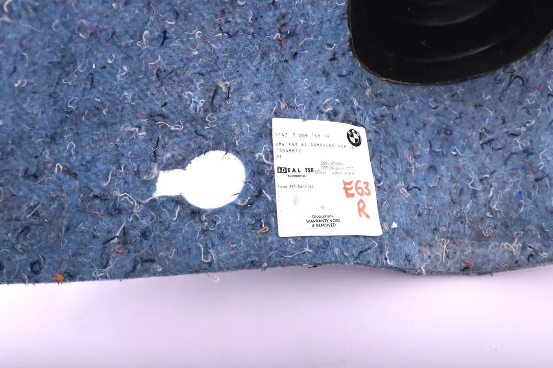 Sound Insulatng Trunk Wheel Housing Right para BMW E63 LCI con número de pieza 7009168 BMW E63 LCI Sound Insulatng Trunk Wheel Housing Right - SKU 7009168 - Número de pieza 7009168