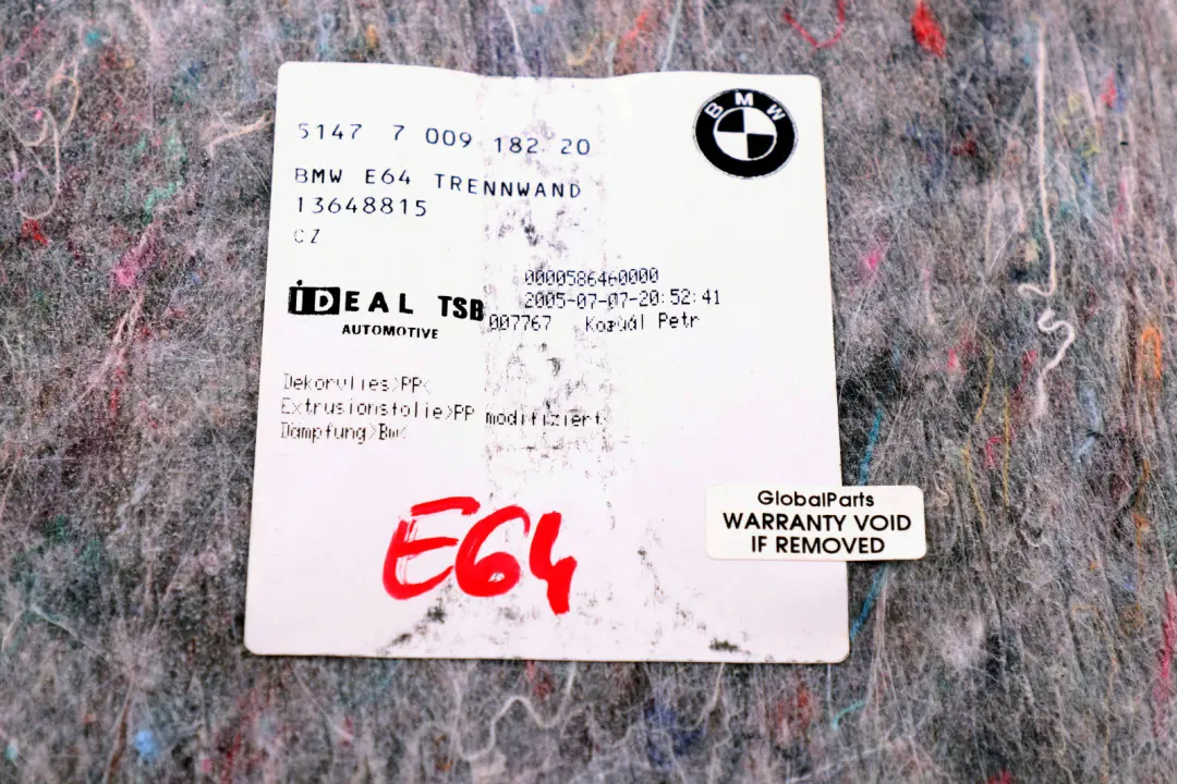 6er E64 E64N Cabrio Verkleidung Trennwand Gepäck Anthrazit Schwarz 700918 für BMW mit Teilenummer 7009182 BMW 6er E64 E64N Cabrio Verkleidung Trennwand Gepäck Anthrazit Schwarz 700918 - SKU 7009182 - Teilenummer 7009182