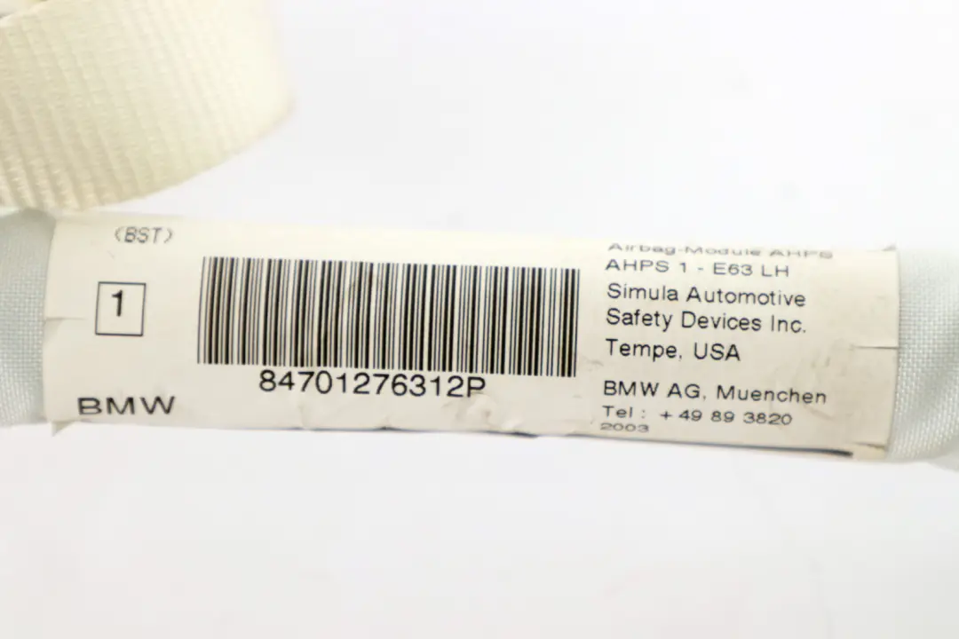 BMW Serie 6 E63 Sinistra Airbag laterale a tendina Airbag testa - SKU 7012763 - Numero di parte 9147343