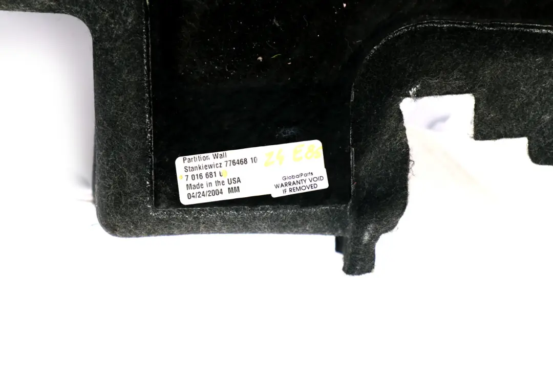 Stivale Posteriore Coperchio Bagagliaio Divisorio per BMW Z4 E85 Cabriolet con numero di parte 7016681 BMW Z4 E85 Cabriolet Stivale Posteriore Coperchio Bagagliaio Divisorio - SKU 7016681 - Numero di parte 7016681