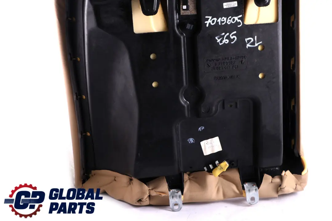 Left N/S Backrest Cover Beige Leather Nasca to BMW 7 Series E65 E66 Rear Seat with Part number 7019605 BMW 7 Series E65 E66 Rear Seat Left N/S Backrest Cover Beige Leather Nasca - SKU 7019605 - Part number 7019605