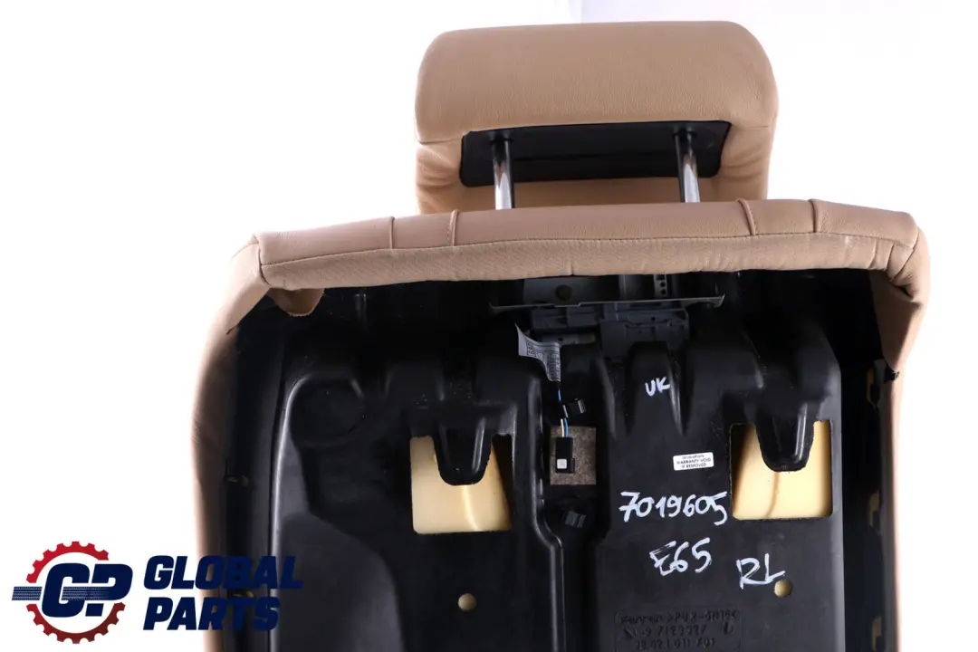Left N/S Backrest Cover Beige Leather Nasca to BMW 7 Series E65 E66 Rear Seat with Part number 7019605 BMW 7 Series E65 E66 Rear Seat Left N/S Backrest Cover Beige Leather Nasca - SKU 7019605 - Part number 7019605