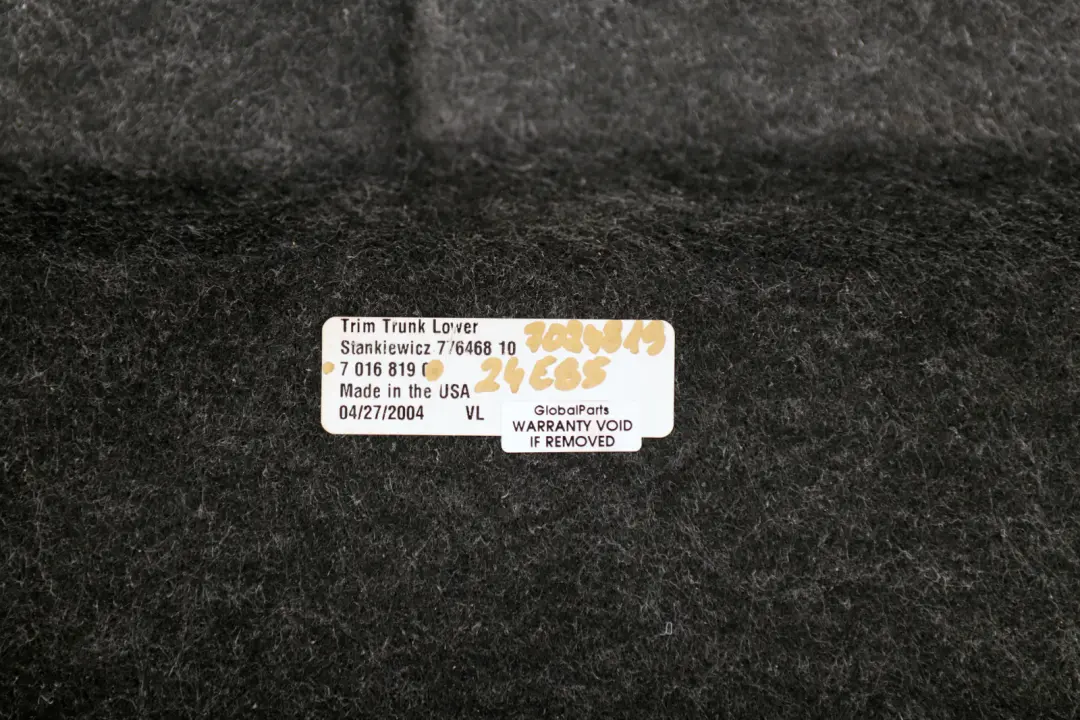 BMW E85 Z4 Wykładzina tapicerka bagażnika 7016819 - SKU 7024819 - Numer Części 7024819
