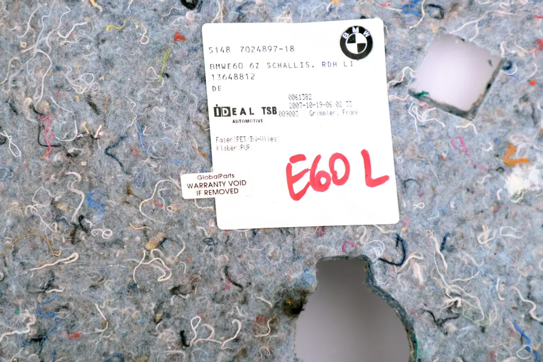 Izolacja Wygłuszenie Akustyczne Bagażnika do BMW E60 E60N E61 E61N LCI o numerze 7024897 BMW E60 E60N E61 E61N LCI Izolacja Wygłuszenie Akustyczne Bagażnika - SKU 7024897 - Numer Części 7024897