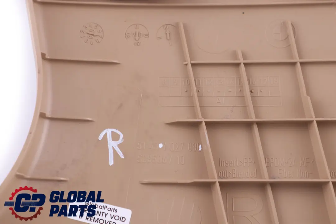 BMW E60 E61 LCI Panel embellecedor la columna B del pilar inferior derecho Beige - SKU 7027090 - Número de pieza 7027090