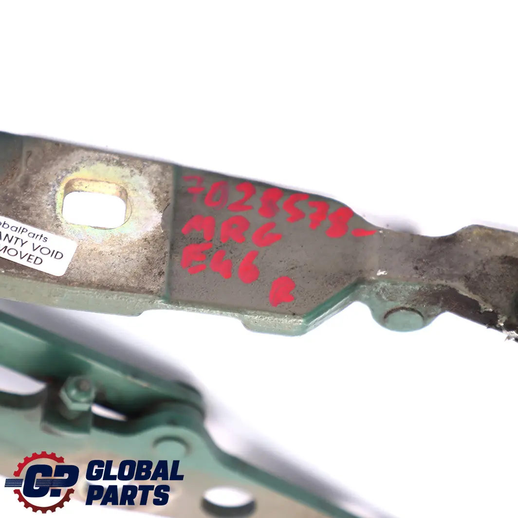 BMW 3 Series E46 Right Engine Hood Hinge Bonnet O/S Meergruen Sea Green 393 - SKU 7028578-MRG - Part number 7028578