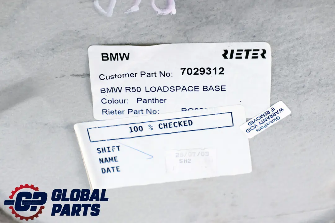 Boot Trunk Luggage Compartment Floor Covering Trim Cover to Mini Cooper R50 R53 with Part number 7029312 Mini Cooper R50 R53 Boot Trunk Luggage Compartment Floor Covering Trim Cover - SKU 7029312 - Part number 7029312