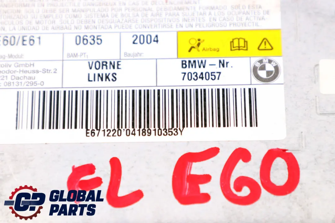 BMW E60 E61 LCI Module Airbag Porte Avant Gauche - SKU 7034057 - Numéro de pièce 7034057