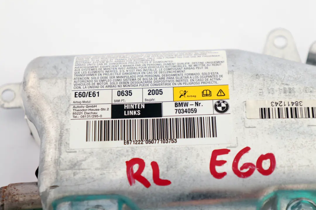 BMW Série 5 E60 E61 Airbag Porte Arrière Gauche 7212 - SKU 7034059 - Numéro de pièce 7034059