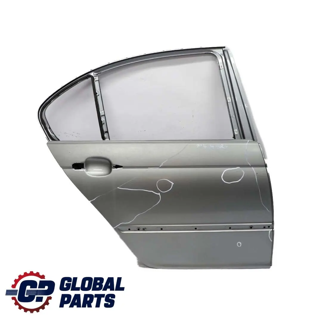 BMW 3 E46 Saloon Door Rear Right O/S Silbergrau Silver Grey Metallic - A08 - SKU 7034154-SBG - Part number 7034154