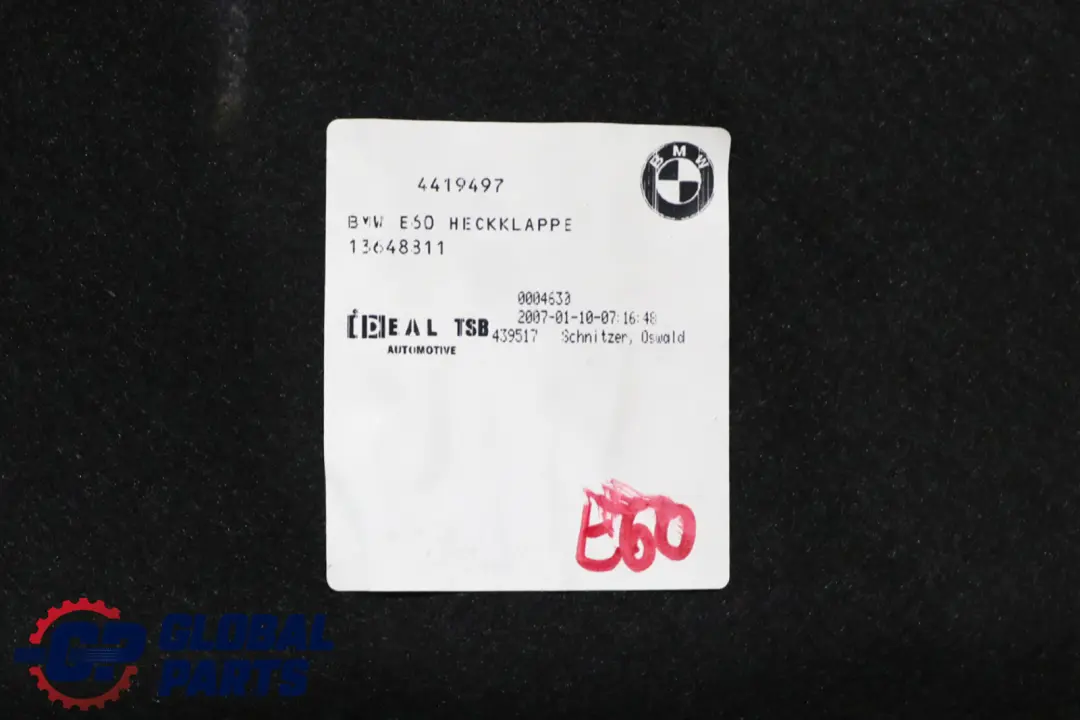 BMW 5 E60 Tapicerka klapy tył tylnej bagażnika - SKU 7034263 - Numer Części 51497034263