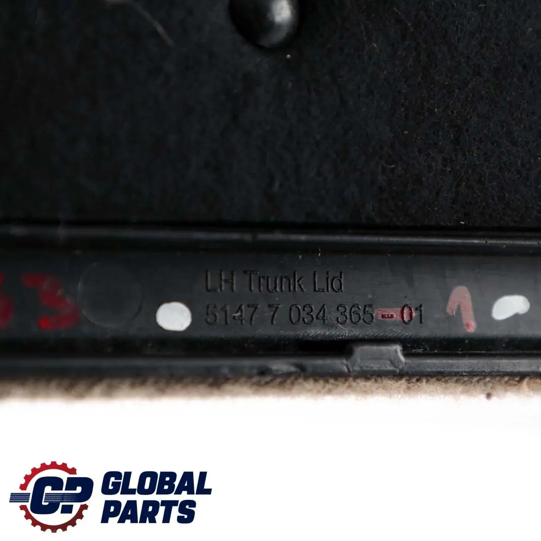 Trunk Lid Interior Left Flap Trim N/S Light Beige to BMW X5 Series E53 with Part number 7034365 BMW X5 Series E53 Trunk Lid Interior Left Flap Trim N/S Light Beige - SKU 7034365-1 - Part number 7034365