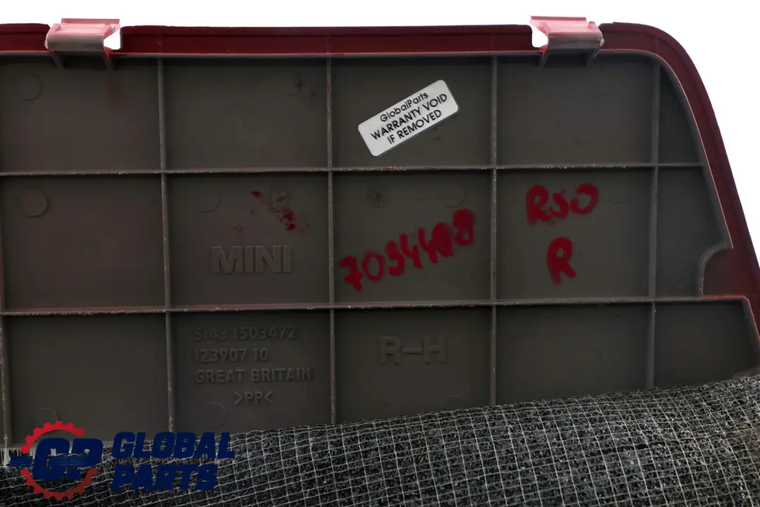 Mini Cooper R50 Coperchio Rivestimento Laterale Destro Tartan Rosso 1503472 - SKU 7034408 - Numero di parte 7034408