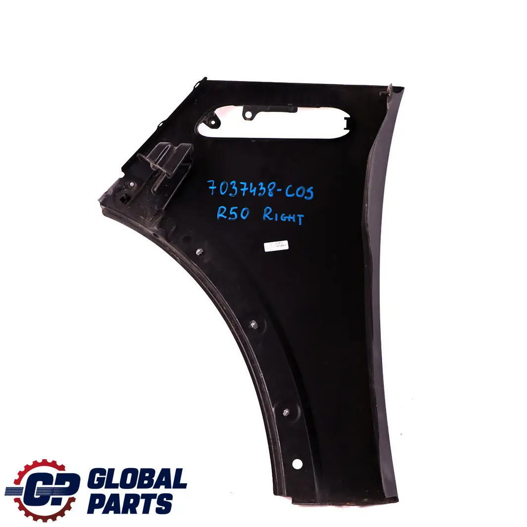 Front Right O/S Side Panel Fender Wing Cosmosschwarz Black 303 to Mini R50 R52 2 with Part number 7037438 Mini R50 R52 2 Front Right O/S Side Panel Fender Wing Cosmosschwarz Black 303 - SKU 7037438-COS2 - Part number 7037438