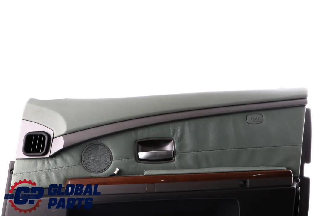 BMW 7 Series E65 E66 Front Right O/S Door Card Lining Trim Panel Green Leather - SKU 7038500 - Part number 7038500