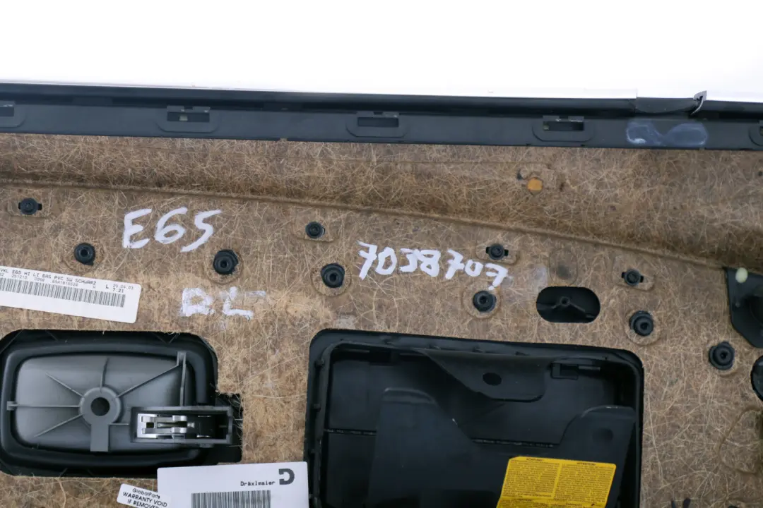 Boczek drzwi lewy tył schwarz skóra do BMW 7 E65 o numerze 7038707 BMW 7 E65 Boczek drzwi lewy tył schwarz skóra - SKU 7038707 - Numer Części 7038707