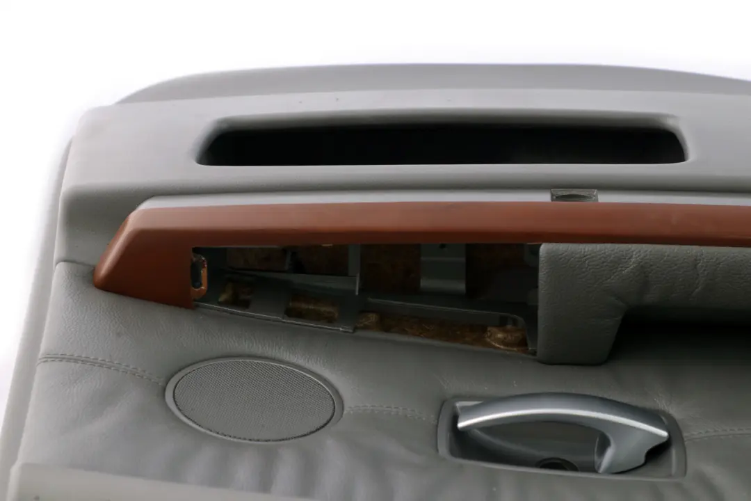 Left N/S Door Card Grey Leather Lining Trim Panel to BMW 7 Series 1 E65 Rear with Part number 7038709 BMW 7 Series 1 E65 Rear Left N/S Door Card Grey Leather Lining Trim Panel - SKU 7038709-1 - Part number 7038709