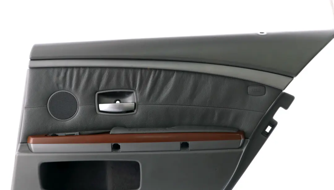 BMW E65 Trasera Derecha Tarjeta de Puerta Gris Forro de Cuero Panel de Recorte - SKU 7038710-1 - Número de pieza 7038710