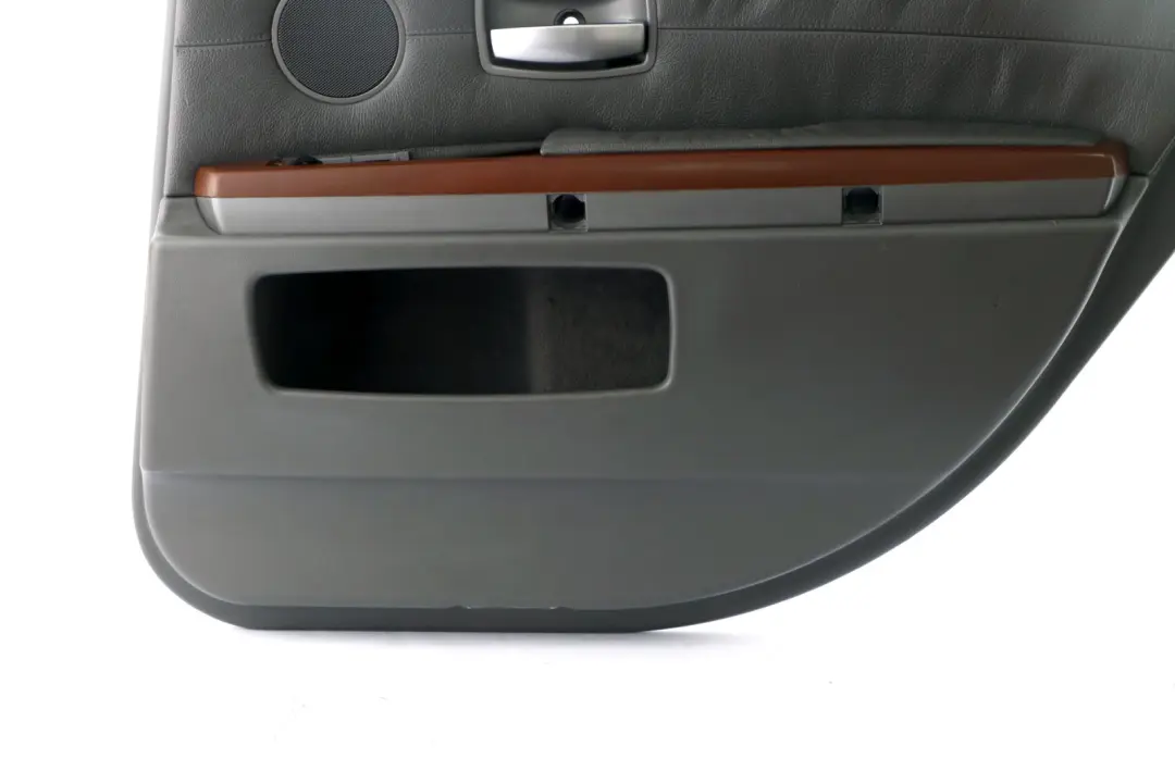 Right O/S Door Card Grey Leather Lining Trim Panel to BMW 7 Series 1 E65 Rear with Part number 7038710 BMW 7 Series 1 E65 Rear Right O/S Door Card Grey Leather Lining Trim Panel - SKU 7038710-1 - Part number 7038710