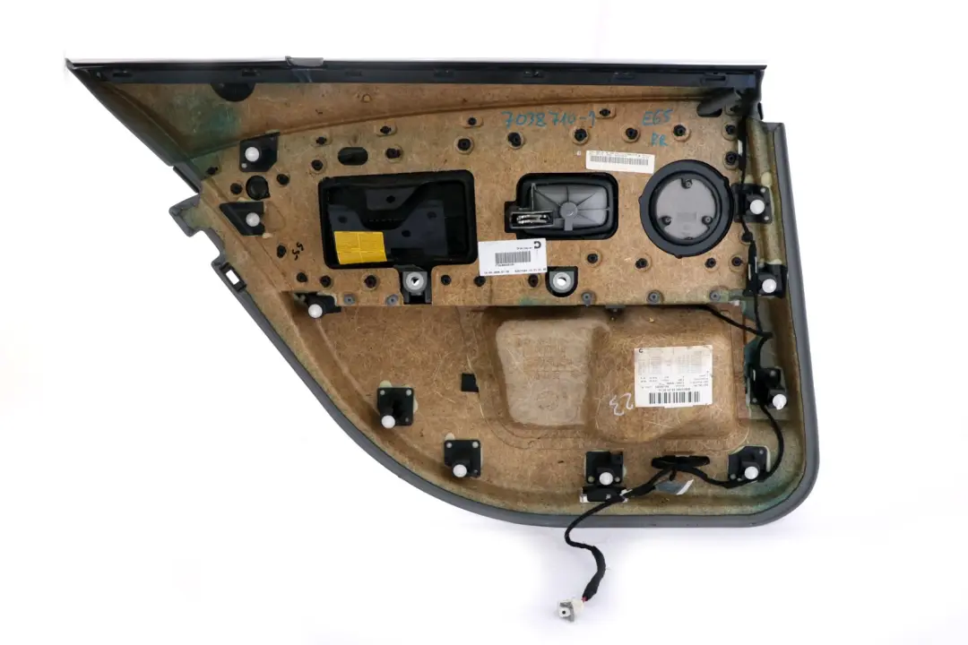 BMW E65 Boczek Drzwi Prawy Tył Szary Skóra - SKU 7038710-1 - Numer Części 7038710