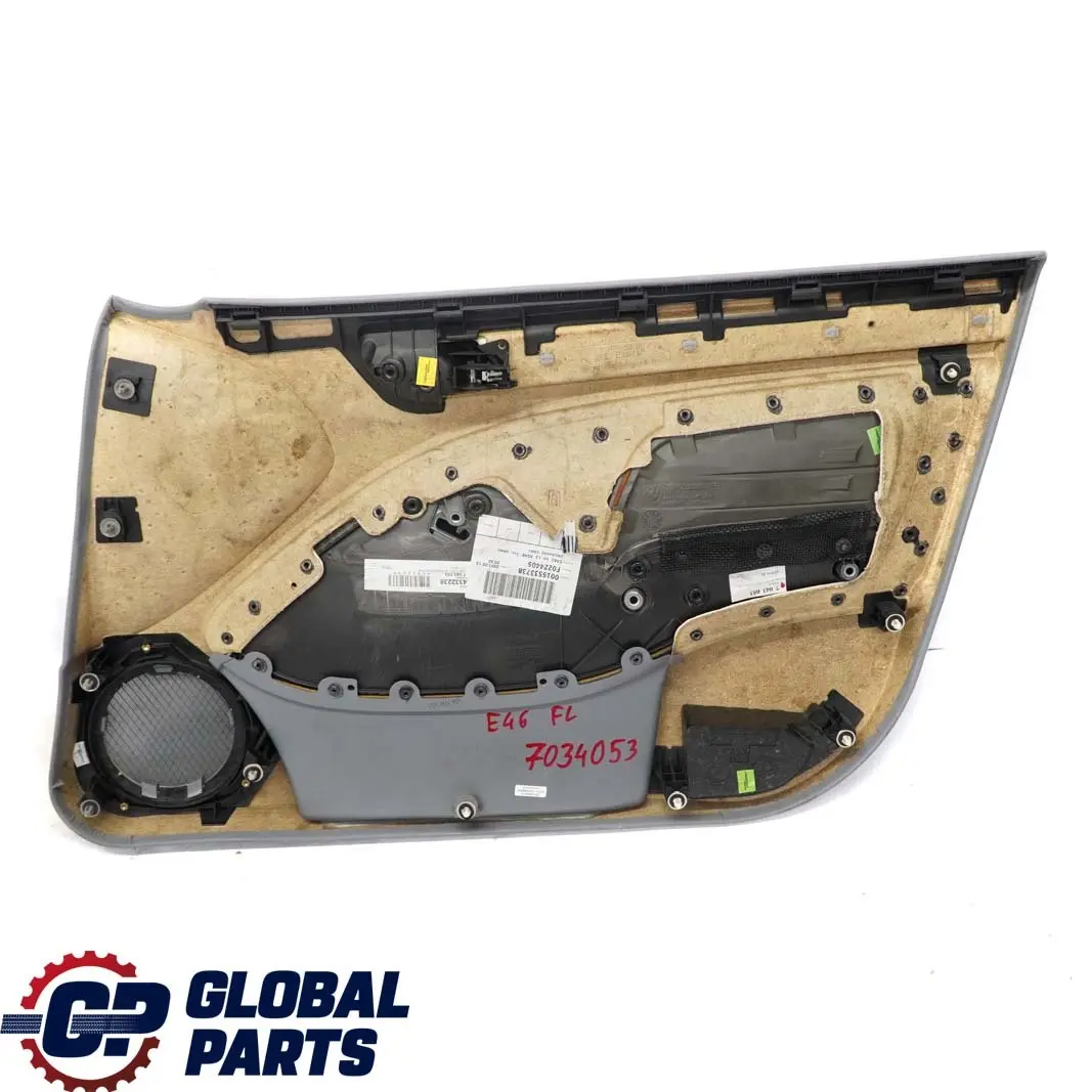 Front Left N/S Trim Panel Door Card Cloth Fabric Grey to BMW 3 E46 Saloon Touring with Part number 7043053 BMW 3 E46 Saloon Touring Front Left N/S Trim Panel Door Card Cloth Fabric Grey - SKU 7043053 - Part number 7043053