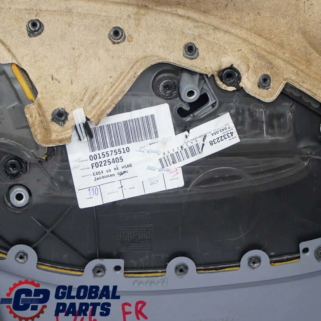 Front Right O/S Trim Panel Door Card Cloth Fabric Grey to BMW 3 E46 Saloon Touring with Part number 7043054 BMW 3 E46 Saloon Touring Front Right O/S Trim Panel Door Card Cloth Fabric Grey - SKU 7043054 - Part number 7043054