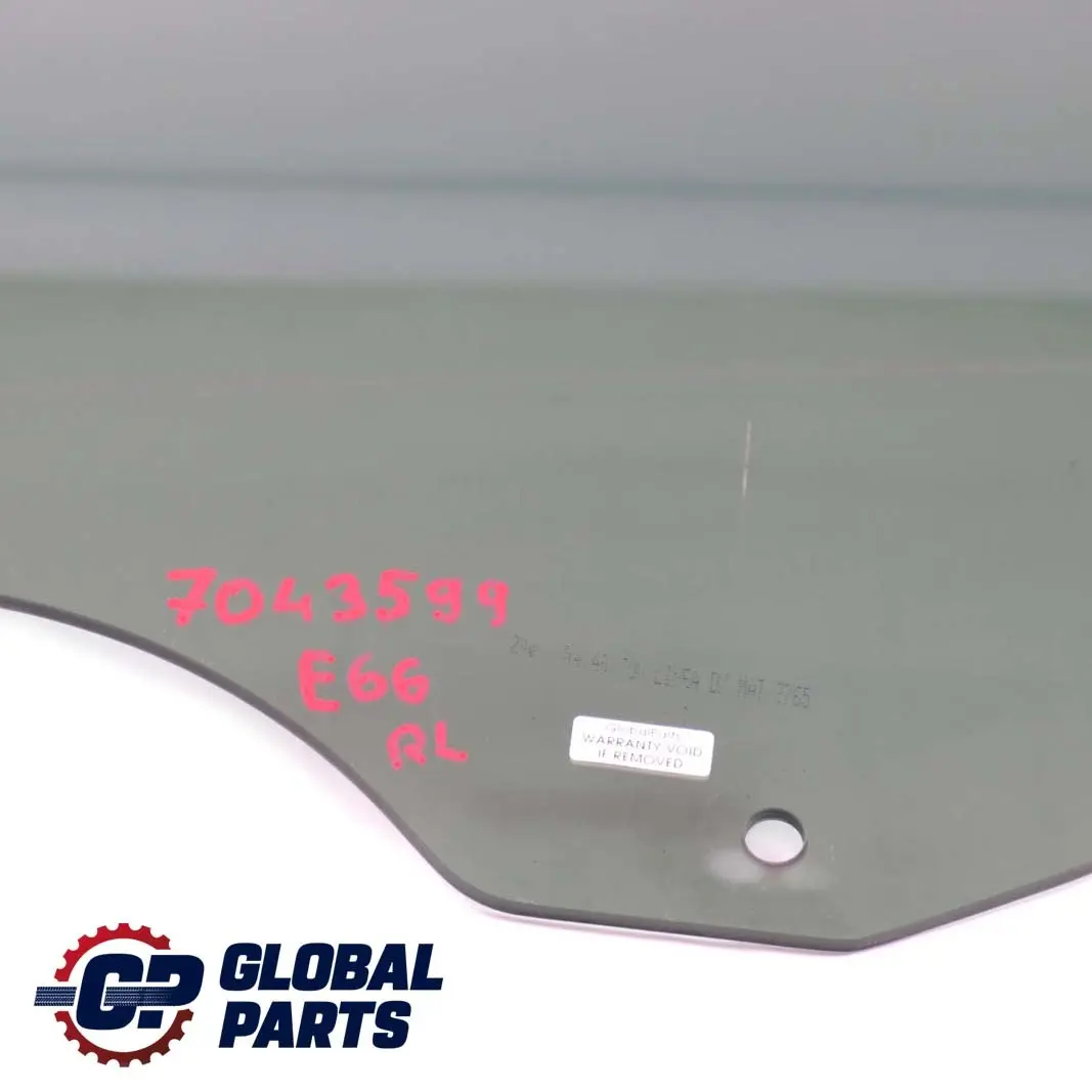 Puerta Trasera Izquierda Ventana Cristal Negro AS3 para BMW E66 con número de pieza 7043599 BMW E66 Puerta Trasera Izquierda Ventana Cristal Negro AS3 - SKU 7043599 - Número de pieza 7043599