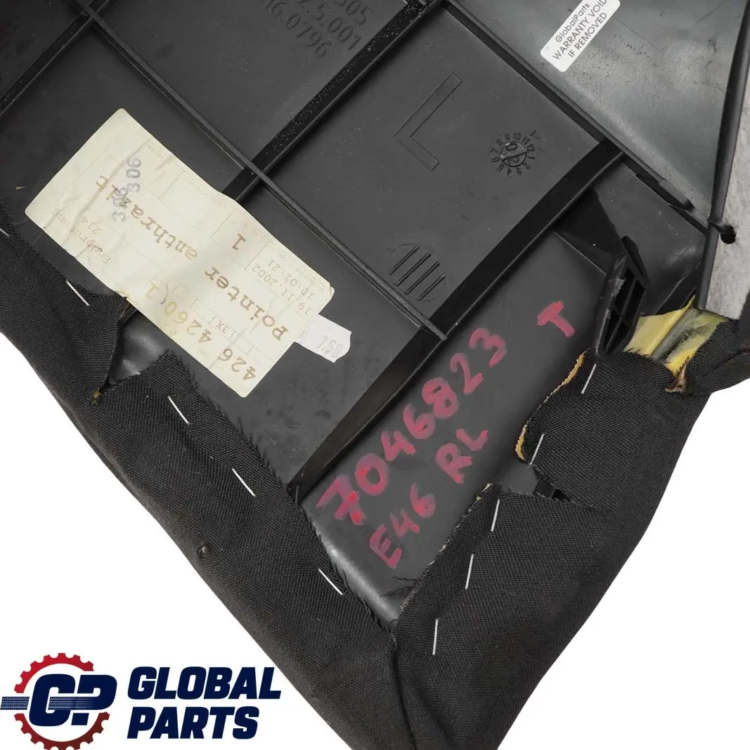 Left N/S Lateral Finisher Panel Cloth Anthracite to BMW 3 E46 Touring Rear Seat with Part number 7046823 BMW 3 E46 Touring Rear Seat Left N/S Lateral Finisher Panel Cloth Anthracite - SKU 7046823 - Part number 7046823