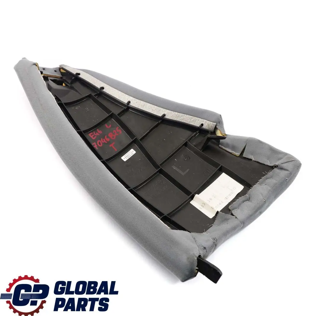 Left N/S Lateral Finisher Panel Cloth Grey to BMW 3 E46 Touring Rear Seat with Part number 7046825 BMW 3 E46 Touring Rear Seat Left N/S Lateral Finisher Panel Cloth Grey - SKU 7046825 - Part number 7046825