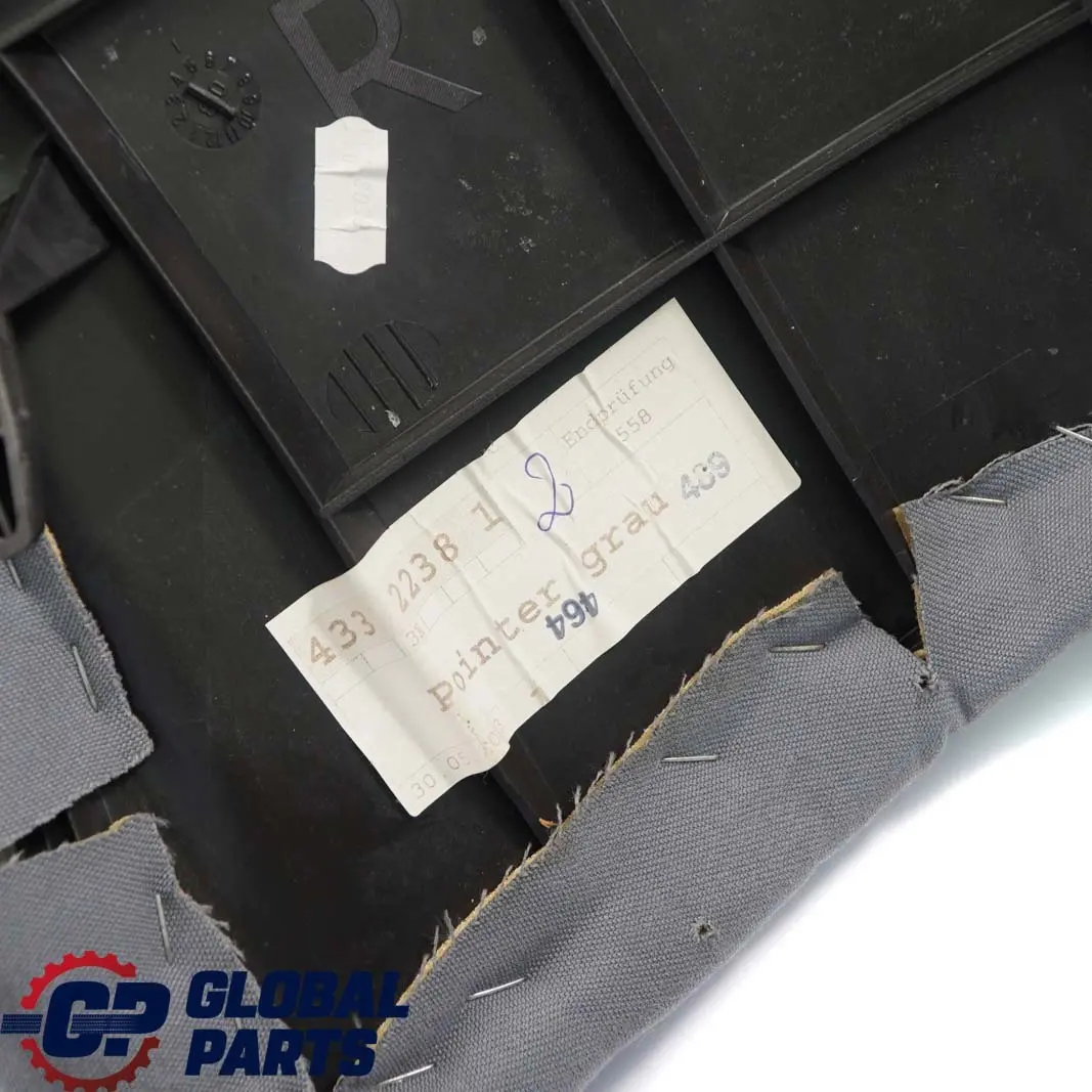 Right O/S Lateral Finisher Panel Cloth Grey to BMW 3 E46 Touring Rear Seat with Part number 7046826 BMW 3 E46 Touring Rear Seat Right O/S Lateral Finisher Panel Cloth Grey - SKU 7046826 - Part number 7046826