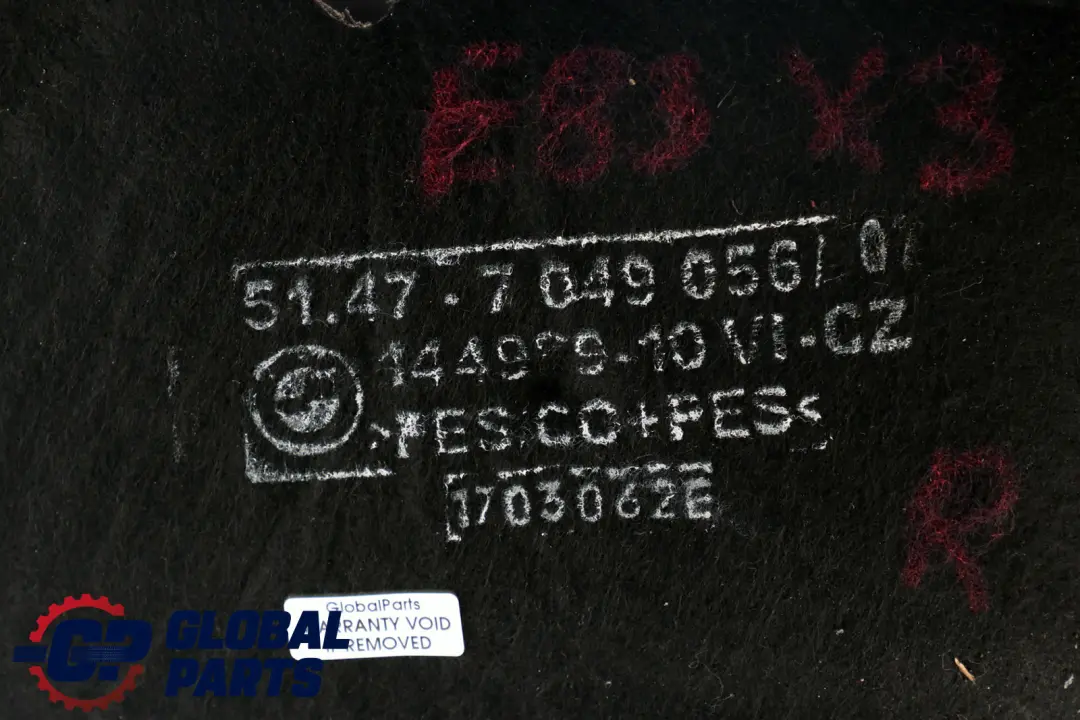 *BMW X3 er E83 Schallisolierung Gepäckraum Rechts 5147 für mit Teilenummer 7049056 *BMW X3 er E83 Schallisolierung Gepäckraum Rechts 5147 - SKU 7049056 - Teilenummer 7049056