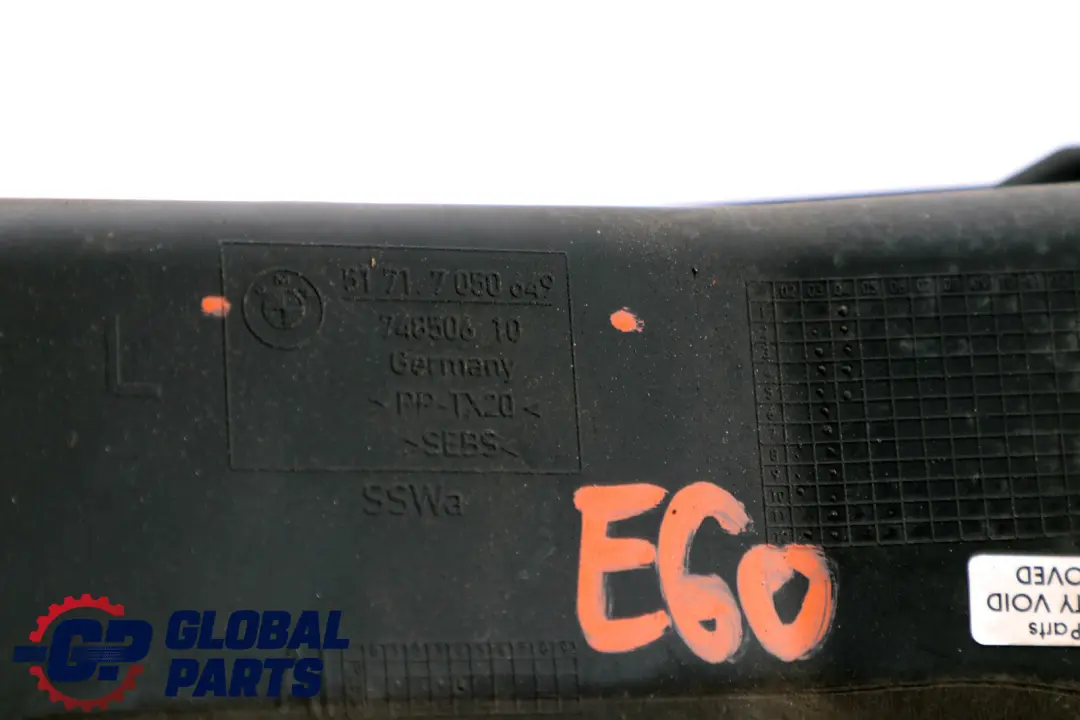 BMW E60 E61 Conducto De aire del motor delantero izquierdo 5171 - SKU 7050649 - Número de pieza 51717050649
