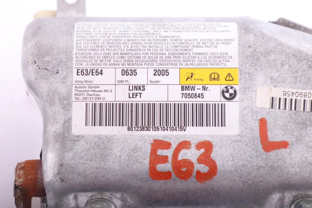 BMW E63 E64 Front Door Air Module Left N/S Side - SKU 7050845 - Part number 7050845