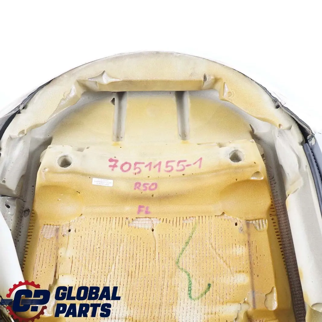 Asiento Delantero Izquierdo Panel Cubre Respaldo Perfil Cuero para Mini R50 con número de pieza 7051155 Mini R50 Asiento Delantero Izquierdo Panel Cubre Respaldo Perfil Cuero - SKU 7051155-1 - Número de pieza 7051155