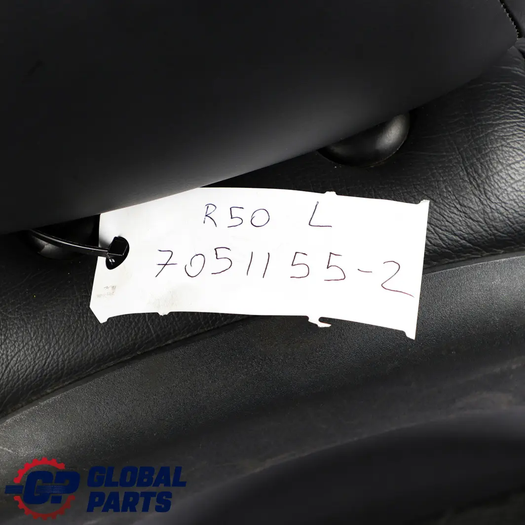 Front Left N/S Leather Profile Seat Panther Black Passenger to Mini Cooper One R50 with Part number 7051155 Mini Cooper One R50 Front Left N/S Leather Profile Seat Panther Black Passenger - SKU 7051155-2 - Part number 7051155
