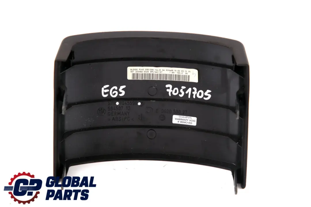 BMW 7 Series E65 E66 Covering Rear Trim Centre Console Cover Black 7045598 - SKU 7051705 - Part number 7051705