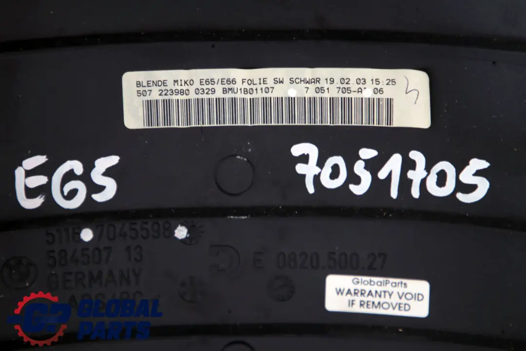 BMW E65 E66 Osłona Obudowa Konsoli Tył 7045598 - SKU 7051705 - Numer Części 7051705