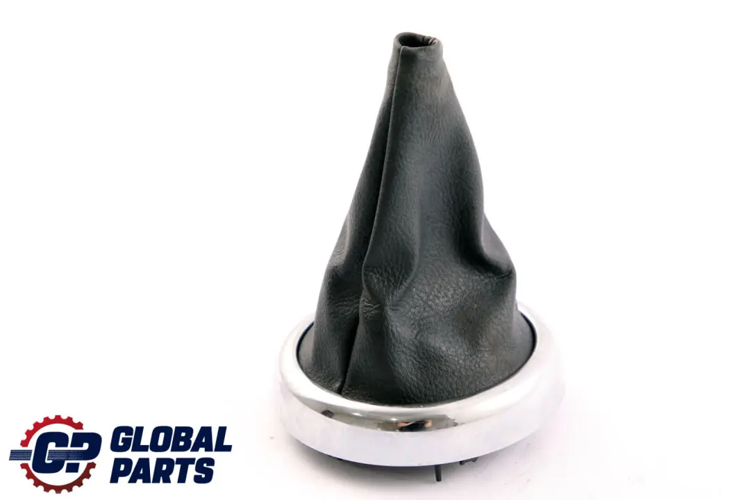 Trim Ring Silver Gearshift Lever Boot Panther Black to Mini Cooper R50 R52 with Part number 7052157 Mini Cooper R50 R52 Trim Ring Silver Gearshift Lever Boot Panther Black - SKU 7052157-1 - Part number 7052157