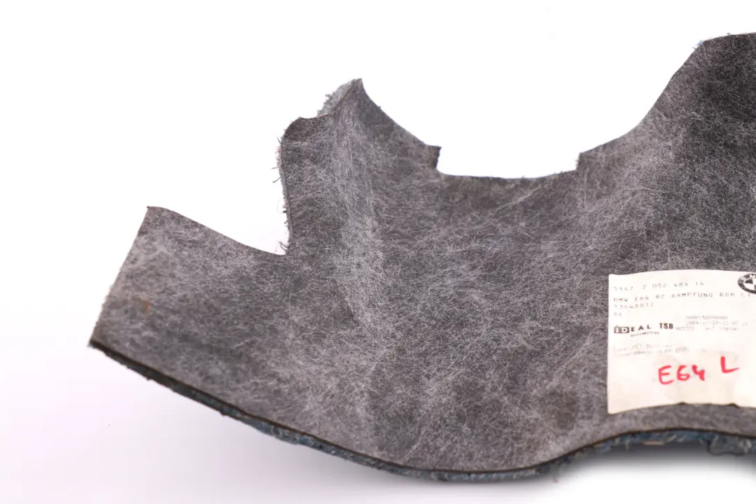 E64N LCI Cabrio Sound Insulatng Trunk Wheel Housing Left N/S to BMW 6 Series E64 with Part number 7052489 BMW 6 Series E64 E64N LCI Cabrio Sound Insulatng Trunk Wheel Housing Left N/S - SKU 7052489 - Part number 7052489