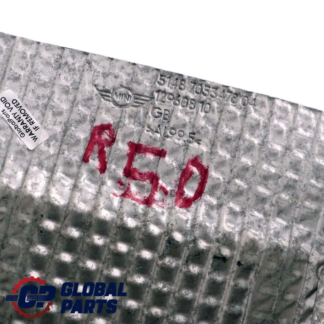 Plaque recouvrement tunnel d'isolation thermique pour Mini Cooper One R50 W11 à propos du numéro de pièce 7053478 Mini Cooper One R50 W11 Plaque recouvrement tunnel d'isolation thermique - SKU 7053478 - Numéro de pièce 7053478